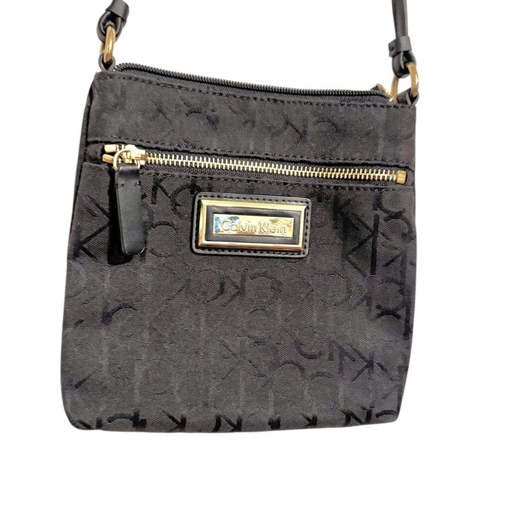 Calvin Klein Black Canvas/Leather Crossbody Bag with Adjustable Strap - Picture 2 of 3